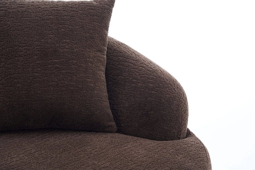 LY-022 Full Compression Sponge L-Shape Sectional Sofa with Curved Chaise, Brown Modular Chenille Couch, 30D High-Density for Apartment Living Room900 lbs. Default -DTYStore