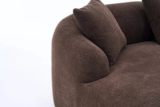 LY-022 Full Compression Sponge L-Shape Sectional Sofa with Curved Chaise, Brown Modular Chenille Couch, 30D High-Density for Apartment Living Room900 lbs. Default -DTYStore