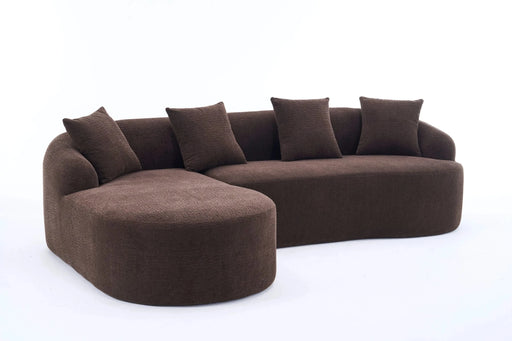 LY-022 Full Compression Sponge L-Shape Sectional Sofa with Curved Chaise, Brown Modular Chenille Couch, 30D High-Density for Apartment Living Room900 lbs. Default -DTYStore