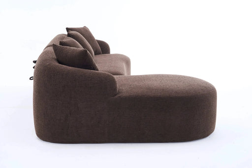 LY-022 Full Compression Sponge L-Shape Sectional Sofa with Curved Chaise, Brown Modular Chenille Couch, 30D High-Density for Apartment Living Room900 lbs. Default -DTYStore