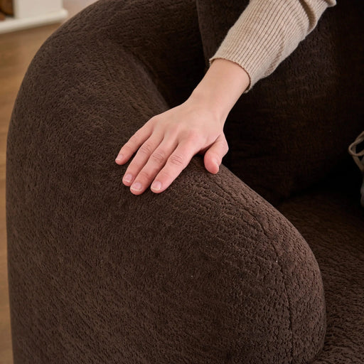 LY-022 Full Compression Sponge L-Shape Sectional Sofa with Curved Chaise, Brown Modular Chenille Couch, 30D High-Density for Apartment Living Room900 lbs. Default -DTYStore