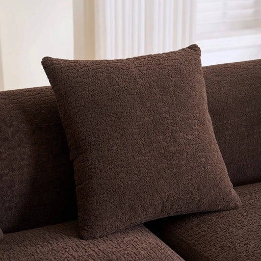 LY-022 Full Compression Sponge L-Shape Sectional Sofa with Curved Chaise, Brown Modular Chenille Couch, 30D High-Density for Apartment Living Room900 lbs. Default -DTYStore