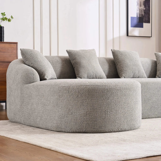 LY-022 Full Compression Sponge L-Shape Sectional Sofa with Curved Chaise, Gray Modular Chenille Couch, 30D High-Density for Apartment Living Room.900 lbs. Default -DTYStore