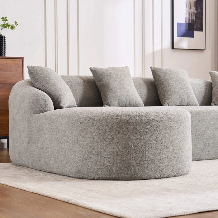LY-022 Full Compression Sponge L-Shape Sectional Sofa with Curved Chaise, Gray Modular Chenille Couch, 30D High-Density for Apartment Living Room.900 lbs. Default -DTYStore