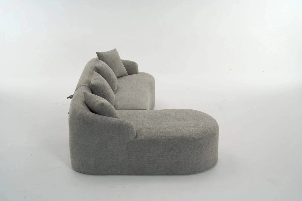 LY-022 Full Compression Sponge L-Shape Sectional Sofa with Curved Chaise, Gray Modular Chenille Couch, 30D High-Density for Apartment Living Room.900 lbs. Default -DTYStore