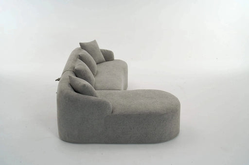 LY-022 Full Compression Sponge L-Shape Sectional Sofa with Curved Chaise, Gray Modular Chenille Couch, 30D High-Density for Apartment Living Room.900 lbs. Default -DTYStore