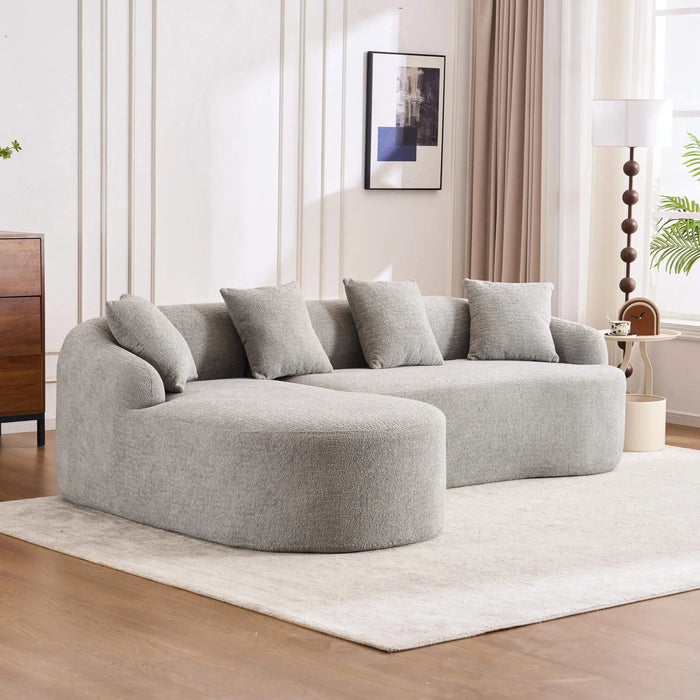 LY-022 Full Compression Sponge L-Shape Sectional Sofa with Curved Chaise, Gray Modular Chenille Couch, 30D High-Density for Apartment Living Room.900 lbs. Default -DTYStore