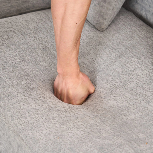 LY-022 Full Compression Sponge L-Shape Sectional Sofa with Curved Chaise, Gray Modular Chenille Couch, 30D High-Density for Apartment Living Room.900 lbs. Default -DTYStore