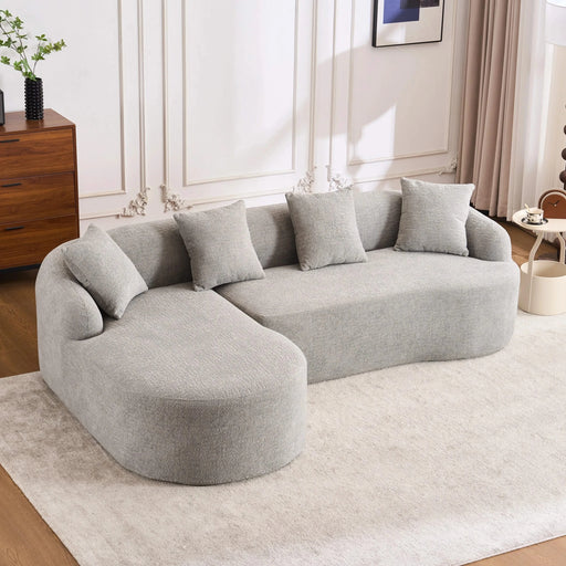 LY-022 Full Compression Sponge L-Shape Sectional Sofa with Curved Chaise, Gray Modular Chenille Couch, 30D High-Density for Apartment Living Room.900 lbs. Default -DTYStore