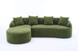 LY-022 Full Compression Sponge L-Shape Sectional Sofa with Curved Chaise, Green Modular Chenille Couch, 30D High-Density for Apartment Living Room,900 lbs. Default -DTYStore