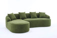 LY-022 Full Compression Sponge L-Shape Sectional Sofa with Curved Chaise, Green Modular Chenille Couch, 30D High-Density for Apartment Living Room,900 lbs. Default -DTYStore