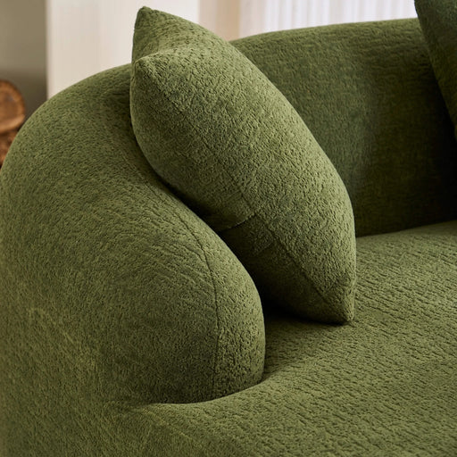 LY-022 Full Compression Sponge L-Shape Sectional Sofa with Curved Chaise, Green Modular Chenille Couch, 30D High-Density for Apartment Living Room,900 lbs. Default -DTYStore