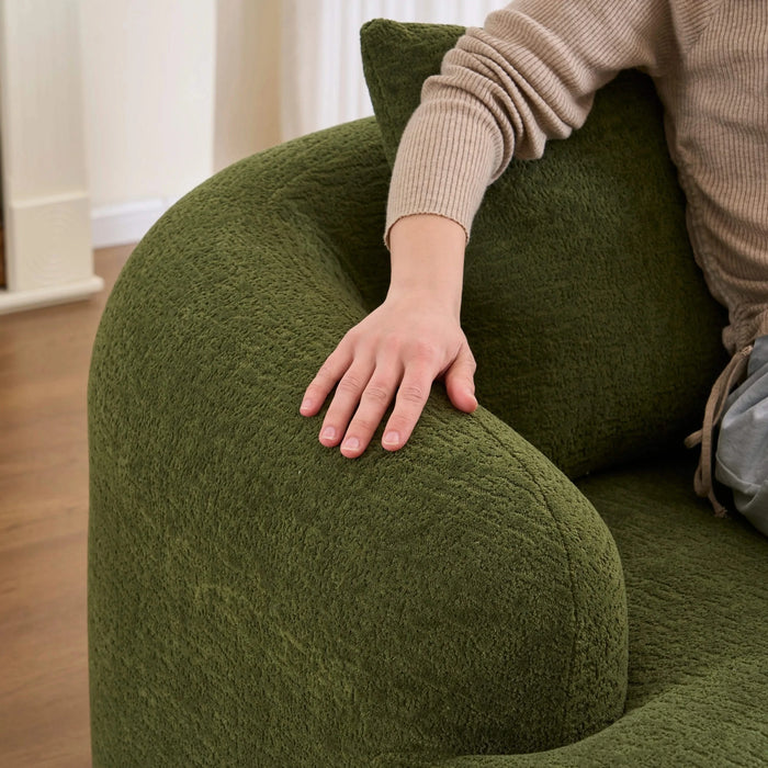 LY-022 Full Compression Sponge L-Shape Sectional Sofa with Curved Chaise, Green Modular Chenille Couch, 30D High-Density for Apartment Living Room,900 lbs. Default -DTYStore