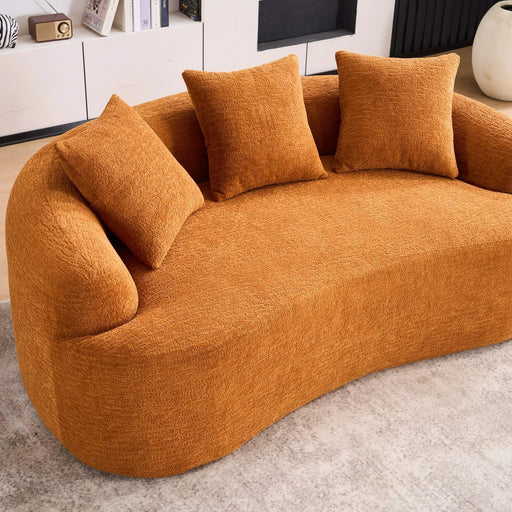 LY-025S Curved Loveseat Orange Full Compression Sponge Sofa, 30D Chenille No-Assembly Compact Sofa for Small Spaces & Apartments, 65'L, 300 lbs, 3 Pillows Default -DTYStore
