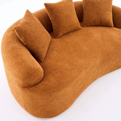 LY-025S Curved Loveseat Orange Full Compression Sponge Sofa, 30D Chenille No-Assembly Compact Sofa for Small Spaces & Apartments, 65'L, 300 lbs, 3 Pillows Default -DTYStore