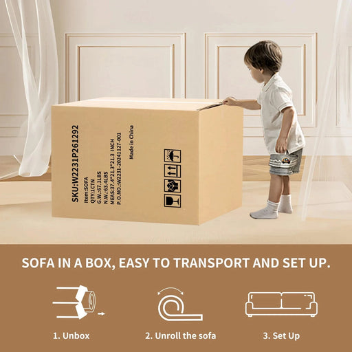 LY-025S Curved Loveseat Orange Full Compression Sponge Sofa, 30D Chenille No-Assembly Compact Sofa for Small Spaces & Apartments, 65'L, 300 lbs, 3 Pillows Default -DTYStore