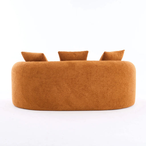 LY-025S Curved Loveseat Orange Full Compression Sponge Sofa, 30D Chenille No-Assembly Compact Sofa for Small Spaces & Apartments, 65'L, 300 lbs, 3 Pillows Default -DTYStore