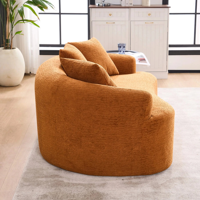 LY-025S Curved Loveseat Orange Full Compression Sponge Sofa, 30D Chenille No-Assembly Compact Sofa for Small Spaces & Apartments, 65'L, 300 lbs, 3 Pillows Default -DTYStore