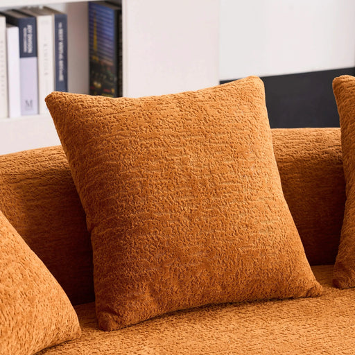 LY-025S Curved Loveseat Orange Full Compression Sponge Sofa, 30D Chenille No-Assembly Compact Sofa for Small Spaces & Apartments, 65'L, 300 lbs, 3 Pillows Default -DTYStore