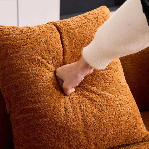 LY-025S Curved Loveseat Orange Full Compression Sponge Sofa, 30D Chenille No-Assembly Compact Sofa for Small Spaces & Apartments, 65'L, 300 lbs, 3 Pillows Default -DTYStore