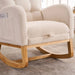 LY-5104 Plush Accent Rocking Chair with Footrest, Cream White High-Back Rocker, Rubber Wood Lounge Chair for Nursery & Living Room, 38.36'W x 26.77'D x 39.76'H Default -DTYStore
