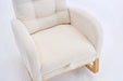 LY-5104 Plush Accent Rocking Chair with Footrest, Cream White High-Back Rocker, Rubber Wood Lounge Chair for Nursery & Living Room, 38.36'W x 26.77'D x 39.76'H Default -DTYStore