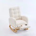 LY-5104 Plush Accent Rocking Chair with Footrest, Cream White High-Back Rocker, Rubber Wood Lounge Chair for Nursery & Living Room, 38.36'W x 26.77'D x 39.76'H Default -DTYStore