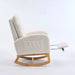 LY-5104 Plush Accent Rocking Chair with Footrest, Cream White High-Back Rocker, Rubber Wood Lounge Chair for Nursery & Living Room, 38.36'W x 26.77'D x 39.76'H Default -DTYStore