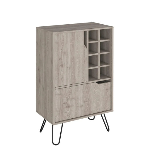 L Bar Cabinet Silhill, Eight Wine Cubbies, Two Cabinets With Single Door, Light Gray Finish Default -DTYStore