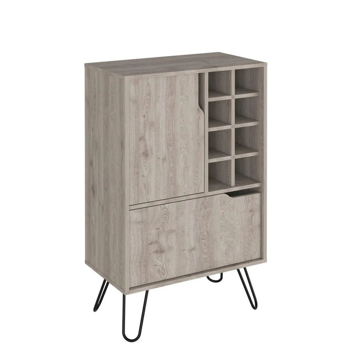 L Bar Cabinet Silhill, Eight Wine Cubbies, Two Cabinets With Single Door, Light Gray Finish Default -DTYStore
