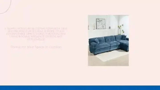 L Shaped Modular Sectional Sofa with Deep Seating Reversible 3-seat Sleeper Couch Comfortable Upholstered Furniture for Living Room Apartments Studios and Offices-Blue Default -DTYStore