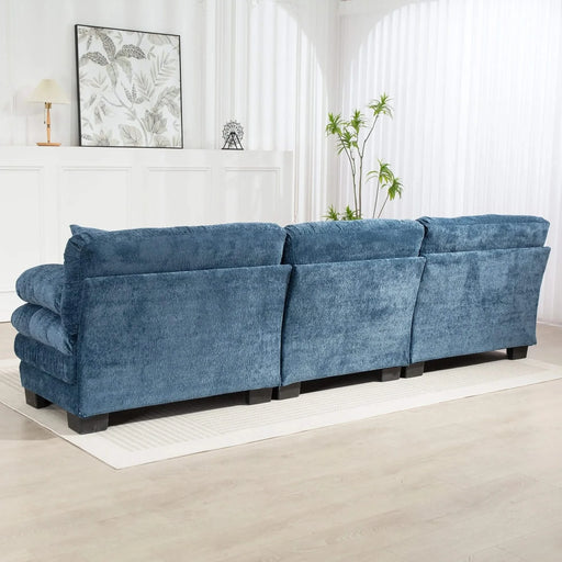 L Shaped Modular Sectional Sofa with Deep Seating Reversible 3-seat Sleeper Couch Comfortable Upholstered Furniture for Living Room Apartments Studios and Offices-Blue Default -DTYStore