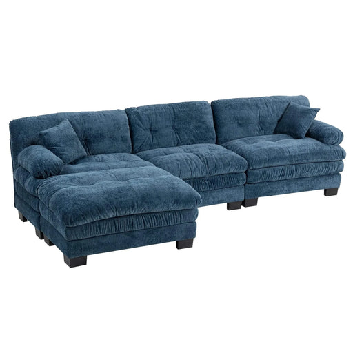 L Shaped Modular Sectional Sofa with Deep Seating Reversible 3-seat Sleeper Couch Comfortable Upholstered Furniture for Living Room Apartments Studios and Offices-Blue Default -DTYStore