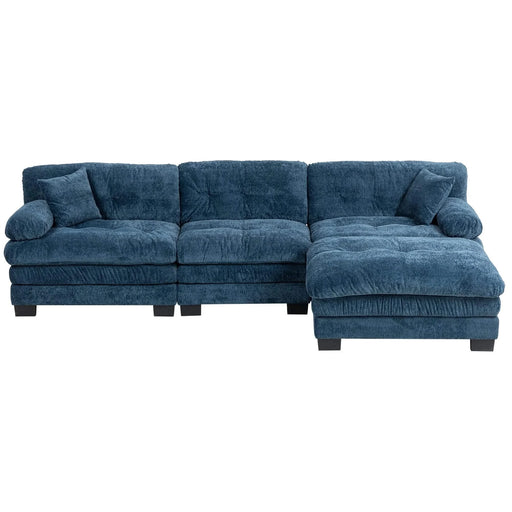L Shaped Modular Sectional Sofa with Deep Seating Reversible 3-seat Sleeper Couch Comfortable Upholstered Furniture for Living Room Apartments Studios and Offices-Blue Default -DTYStore