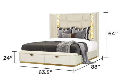 La Pierre Modern Style 4 Pc Queen Upholstered Bedroom Set Made with Wood and Gold Accents in Beige(NJ INVENTORY) Default -DTYStore