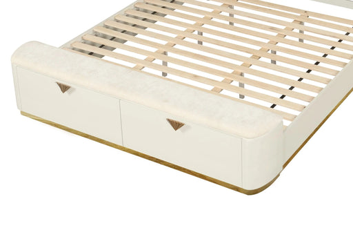 La Pierre Modern Style 4 Pc Queen Upholstered Bedroom Set Made with Wood and Gold Accents in Beige(NJ INVENTORY) Default -DTYStore