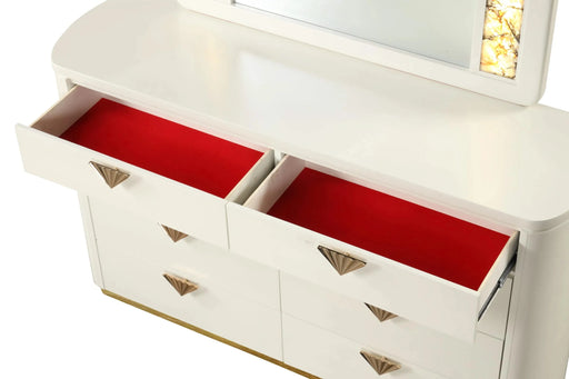 La Pierre Modern Style 4 Pc Queen Upholstered Bedroom Set Made with Wood and Gold Accents in Beige(NJ INVENTORY) Default -DTYStore