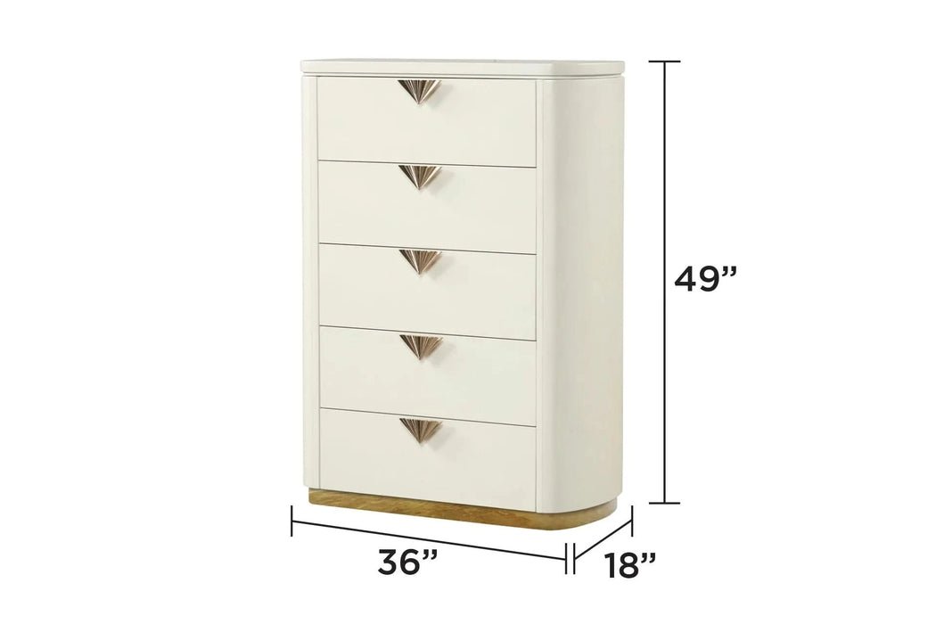 La Pierre Modern Style 5 Pc King Upholstered Bedroom Set Made with Wood and Gold Accents in Beige Default -DTYStore