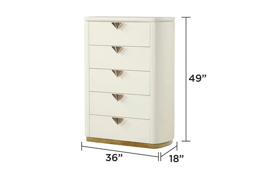 La Pierre Modern Style 5 Pc King Upholstered Bedroom Set Made with Wood and Gold Accents in Beige Default -DTYStore