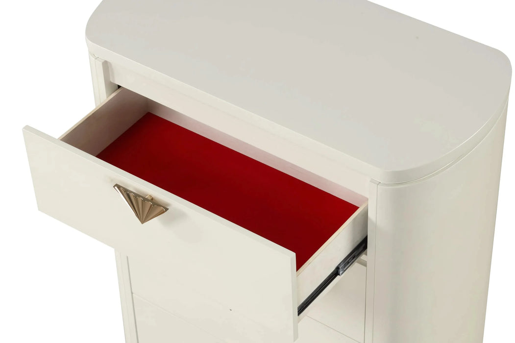 La Pierre Modern Style 5 Pc King Upholstered Bedroom Set Made with Wood and Gold Accents in Beige Default -DTYStore