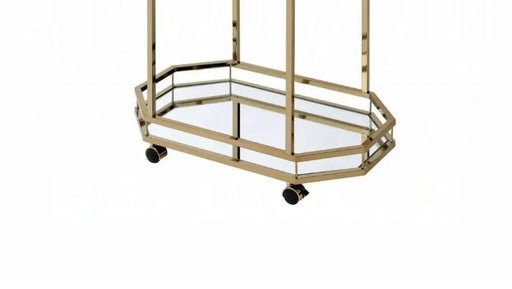 Lacole Mirrior & Champagne Finish Serving Cart Default -DTYStore