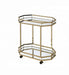 Lacole Mirrior & Champagne Finish Serving Cart Default -DTYStore