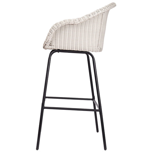 Ladd Outdoor Metal Wicker Barstool, Light Gray Faux Wicker, Set of 2 Default -DTYStore