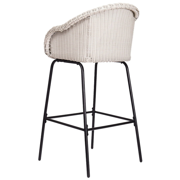 Ladd Outdoor Metal Wicker Barstool, Light Gray Faux Wicker, Set of 2 Default -DTYStore