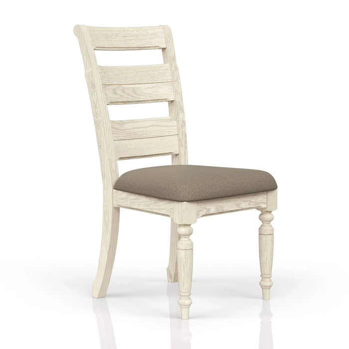 Ladder Back Side Chair - Whitewash Finish (Set of 2) Default -DTYStore