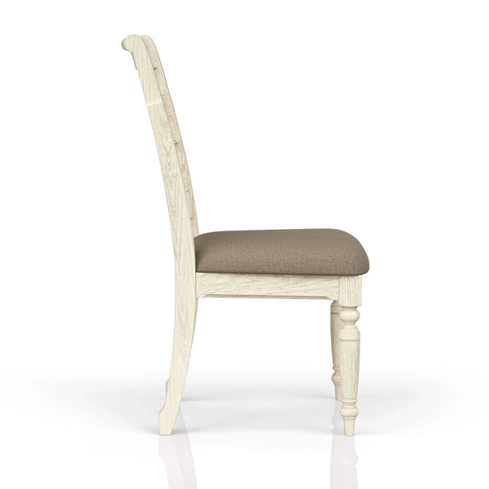 Ladder Back Side Chair - Whitewash Finish (Set of 2) Default -DTYStore