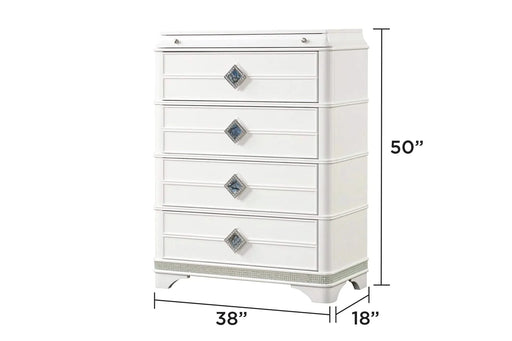 Laguna Modern Style 5 Pc King Upholstered Bedroom Set Made with Wood and Crystal Accents in White Default -DTYStore