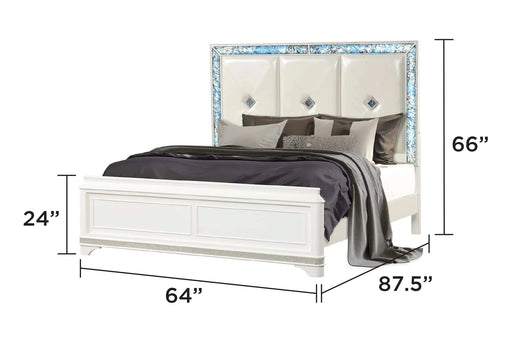 Laguna Modern Style 5 Pc Queen Upholstered Bedroom Set Made with Wood and Crystal Accents in White Default -DTYStore