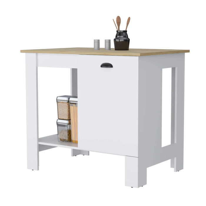 Lander Kitchen Island with Single Door and Lower Open Shelf Default -DTYStore