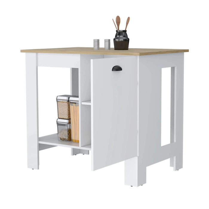 Lander Kitchen Island with Single Door and Lower Open Shelf Default -DTYStore